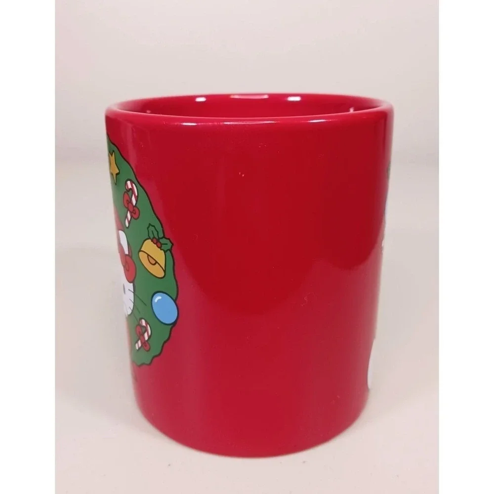 Hello Kitty Christmas Mug Red Sanrio Stocking Wreath Happy Holidays Ceramic